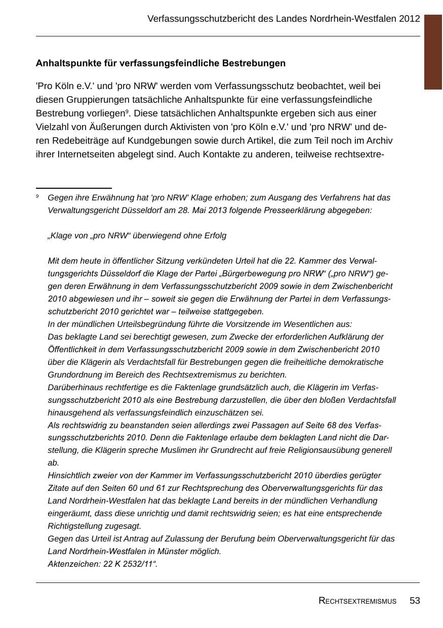 Seite 55 des Verfassungsschutzbericht 2012 Nordrhein-Westfalen