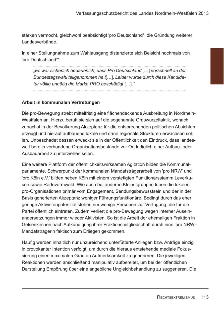 Seite 115 des Verfassungsschutzbericht 2013 Nordrhein-Westfalen