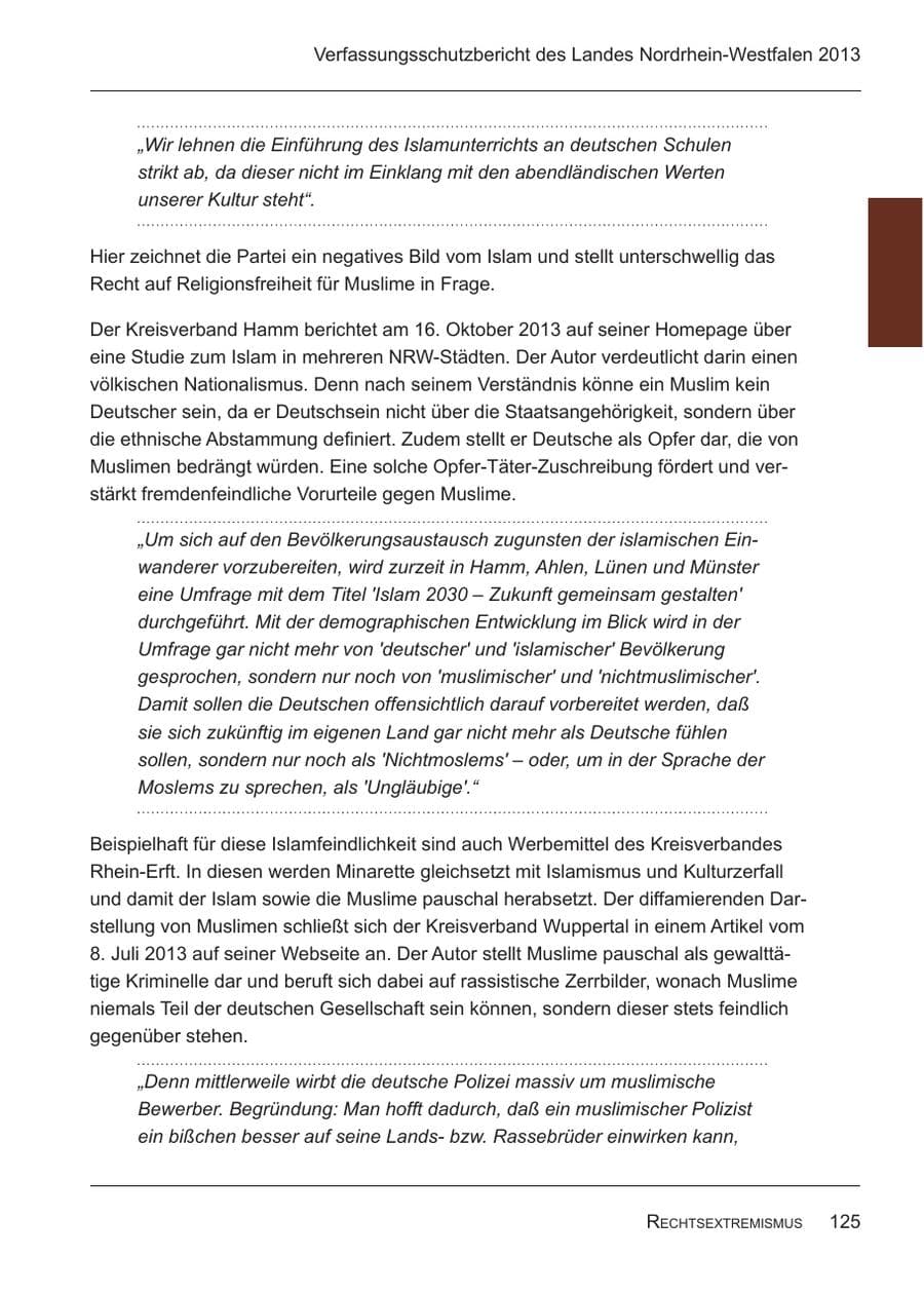 Seite 127 des Verfassungsschutzbericht 2013 Nordrhein-Westfalen