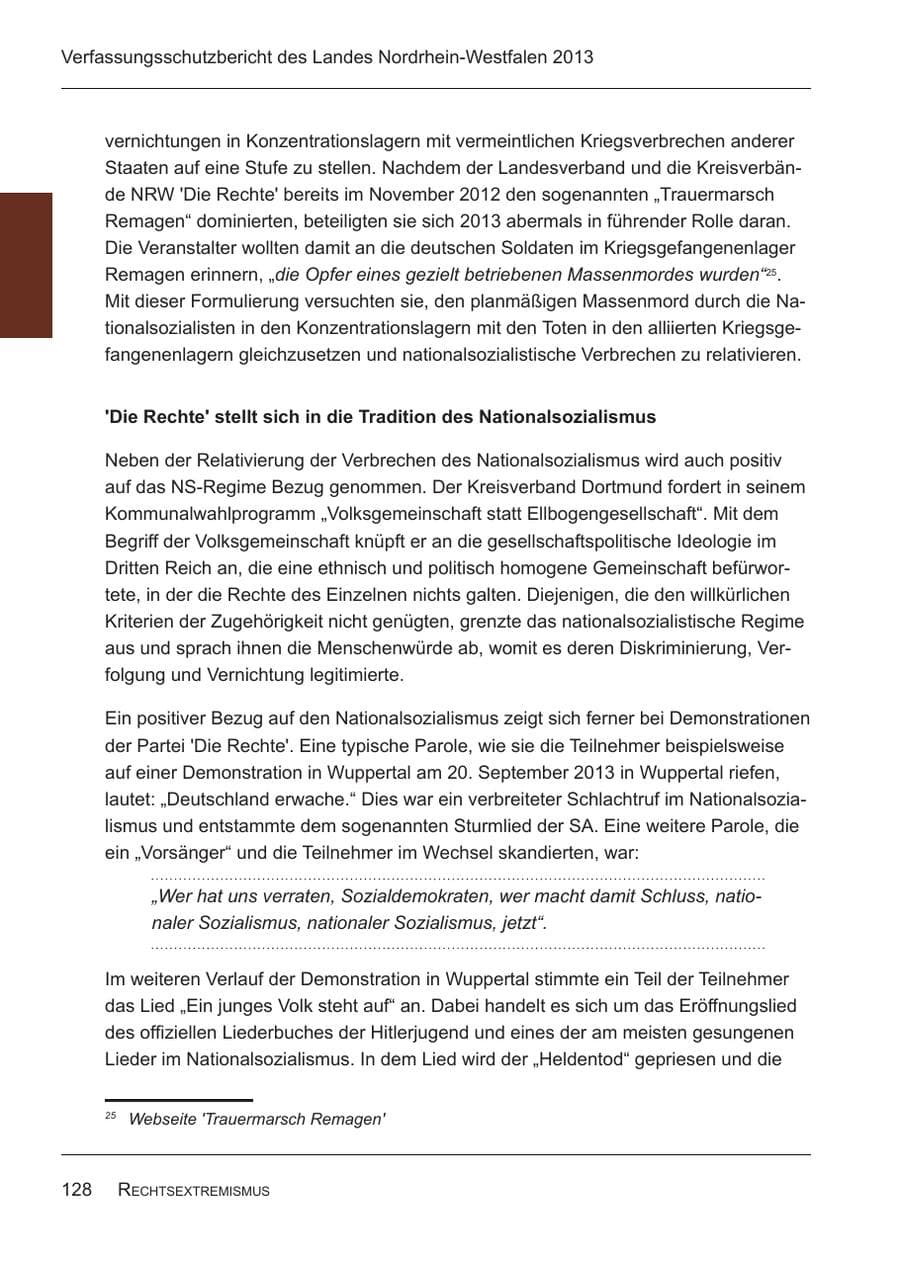 Seite 130 des Verfassungsschutzbericht 2013 Nordrhein-Westfalen
