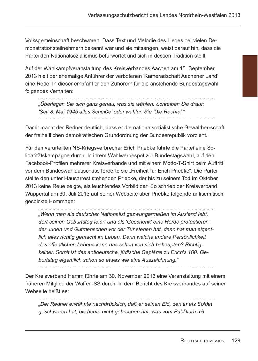 Seite 131 des Verfassungsschutzbericht 2013 Nordrhein-Westfalen