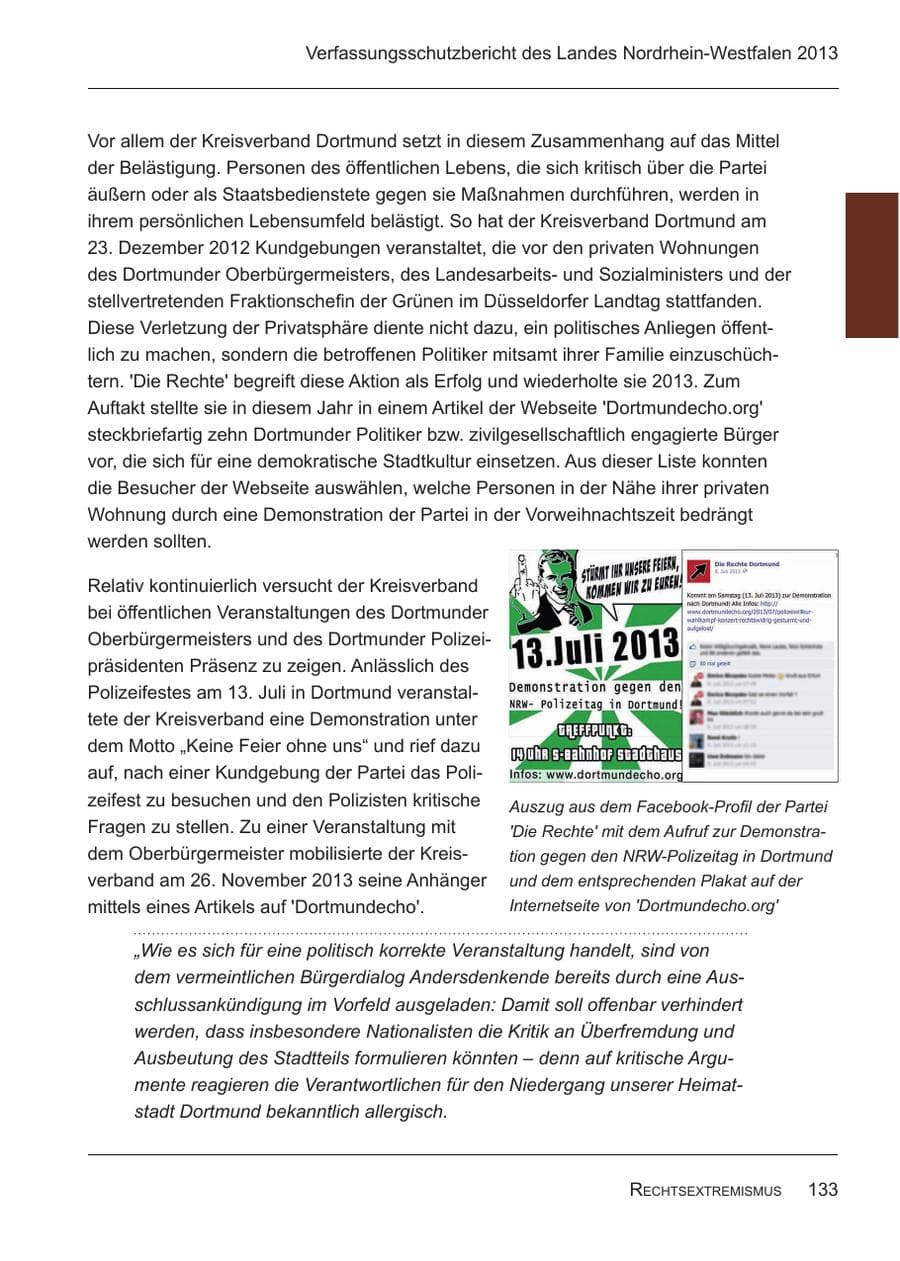 Seite 135 des Verfassungsschutzbericht 2013 Nordrhein-Westfalen