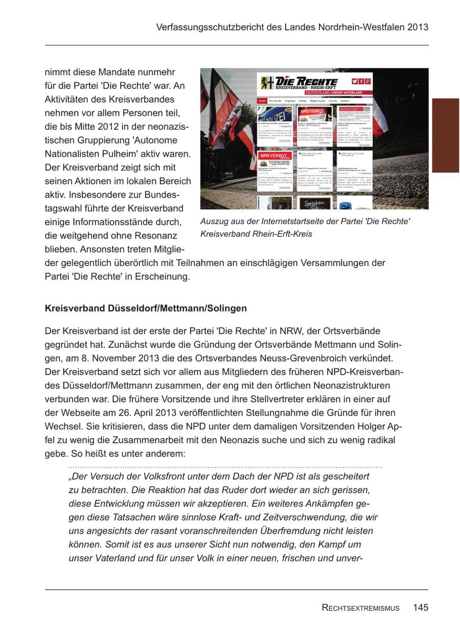 Seite 147 des Verfassungsschutzbericht 2013 Nordrhein-Westfalen