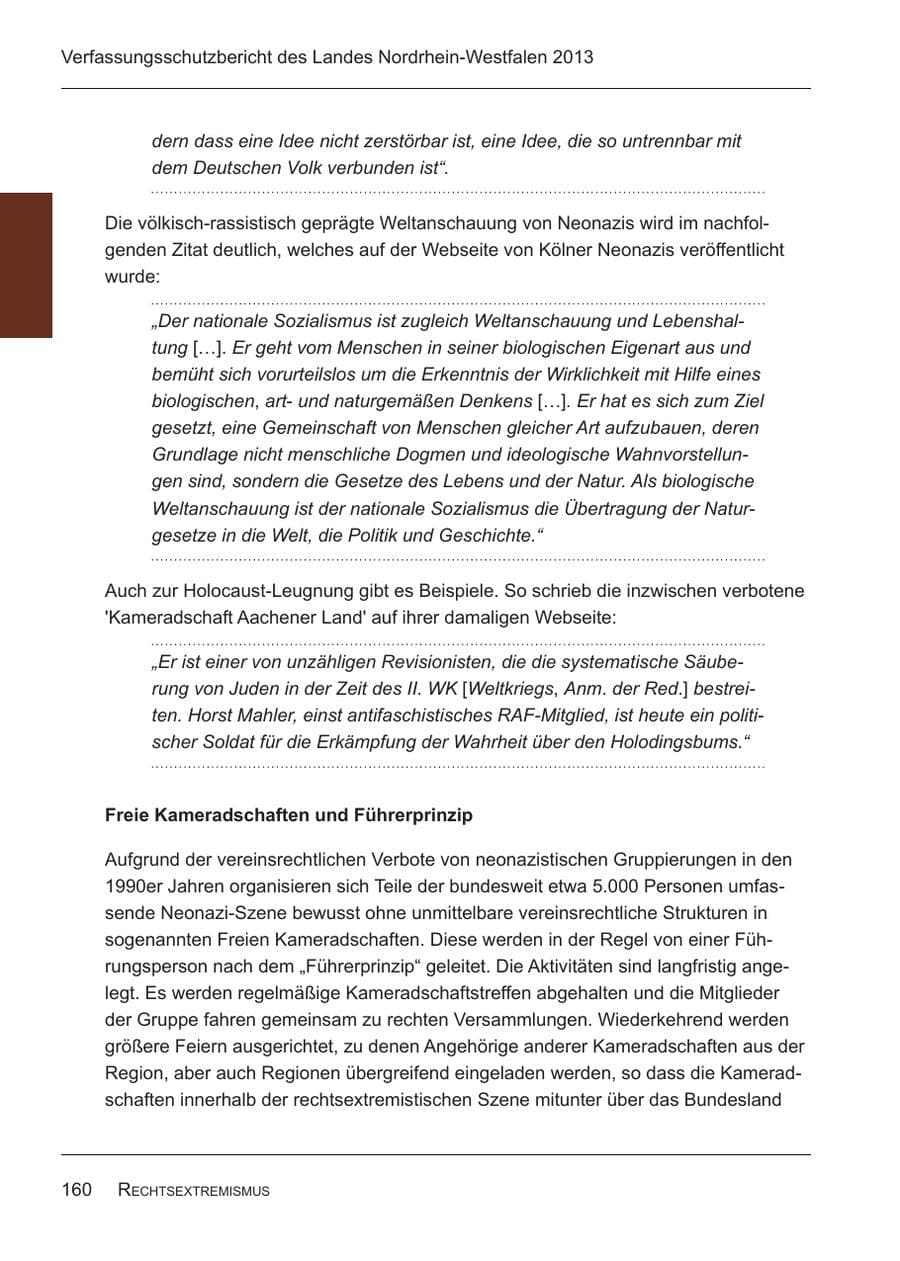 Seite 162 des Verfassungsschutzbericht 2013 Nordrhein-Westfalen