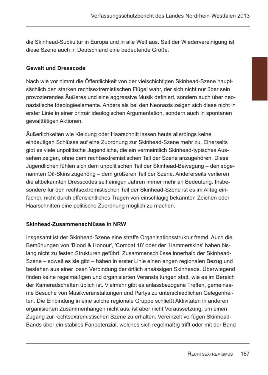 Seite 169 des Verfassungsschutzbericht 2013 Nordrhein-Westfalen