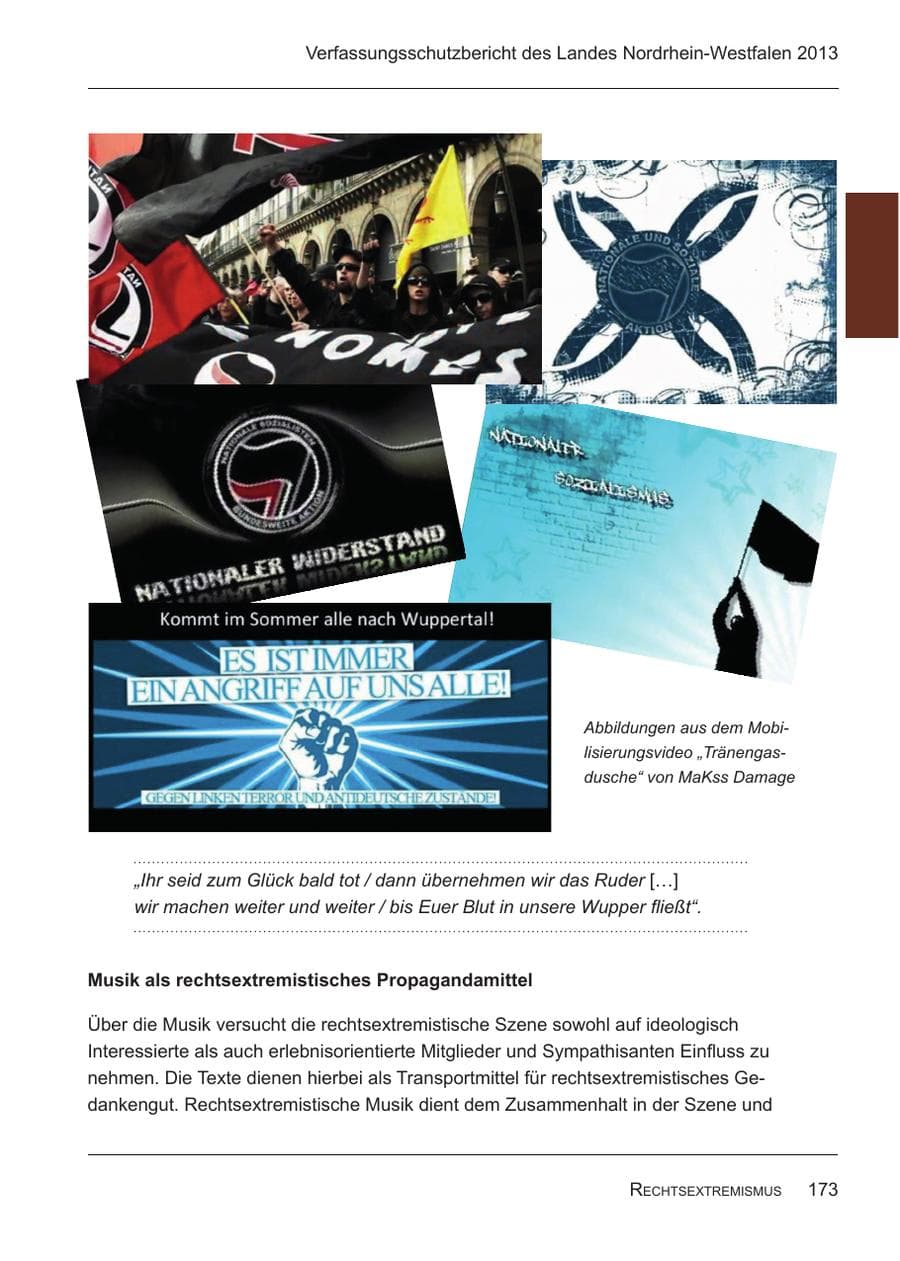 Seite 175 des Verfassungsschutzbericht 2013 Nordrhein-Westfalen