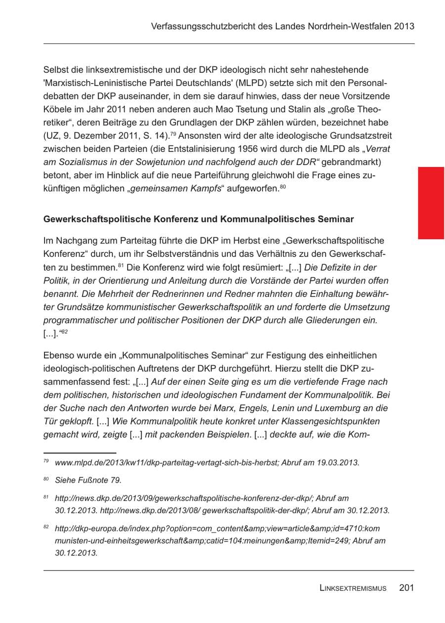 Seite 203 des Verfassungsschutzbericht 2013 Nordrhein-Westfalen