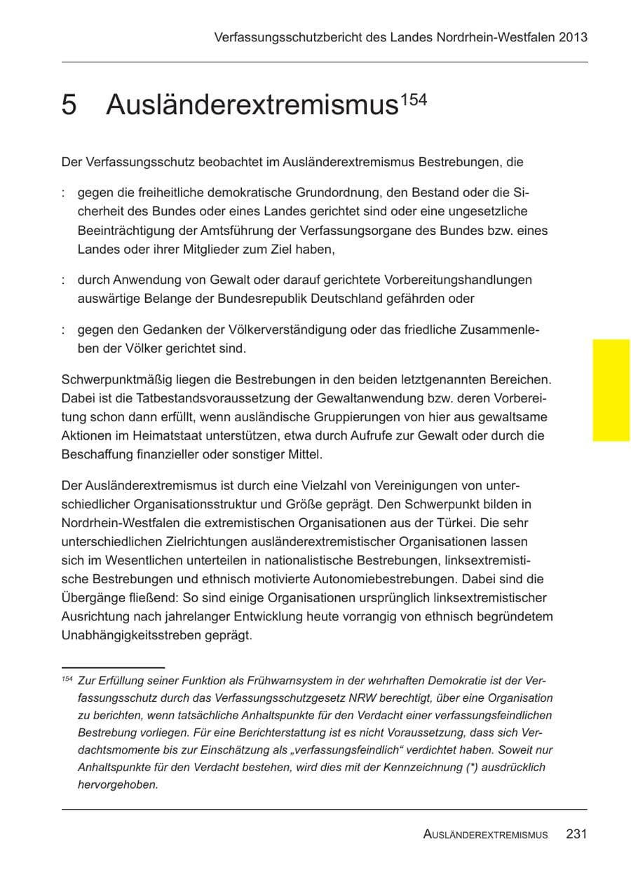 Seite 233 des Verfassungsschutzbericht 2013 Nordrhein-Westfalen