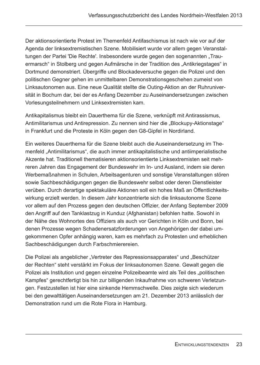 Seite 25 des Verfassungsschutzbericht 2013 Nordrhein-Westfalen