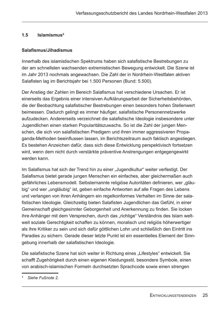 Seite 27 des Verfassungsschutzbericht 2013 Nordrhein-Westfalen