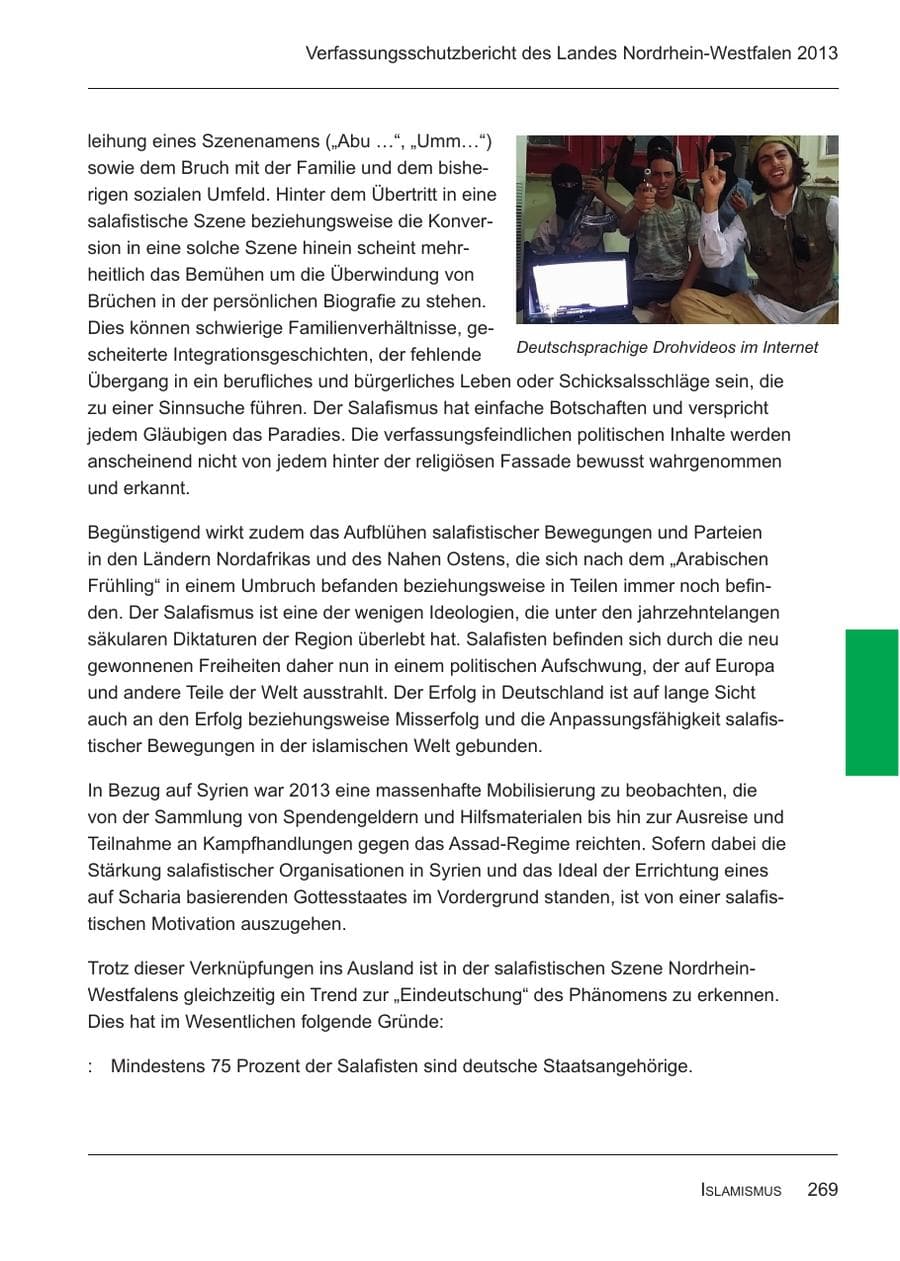 Seite 271 des Verfassungsschutzbericht 2013 Nordrhein-Westfalen
