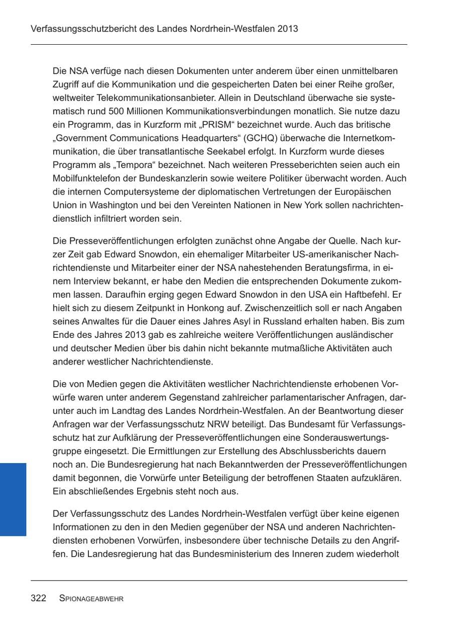 Seite 324 des Verfassungsschutzbericht 2013 Nordrhein-Westfalen
