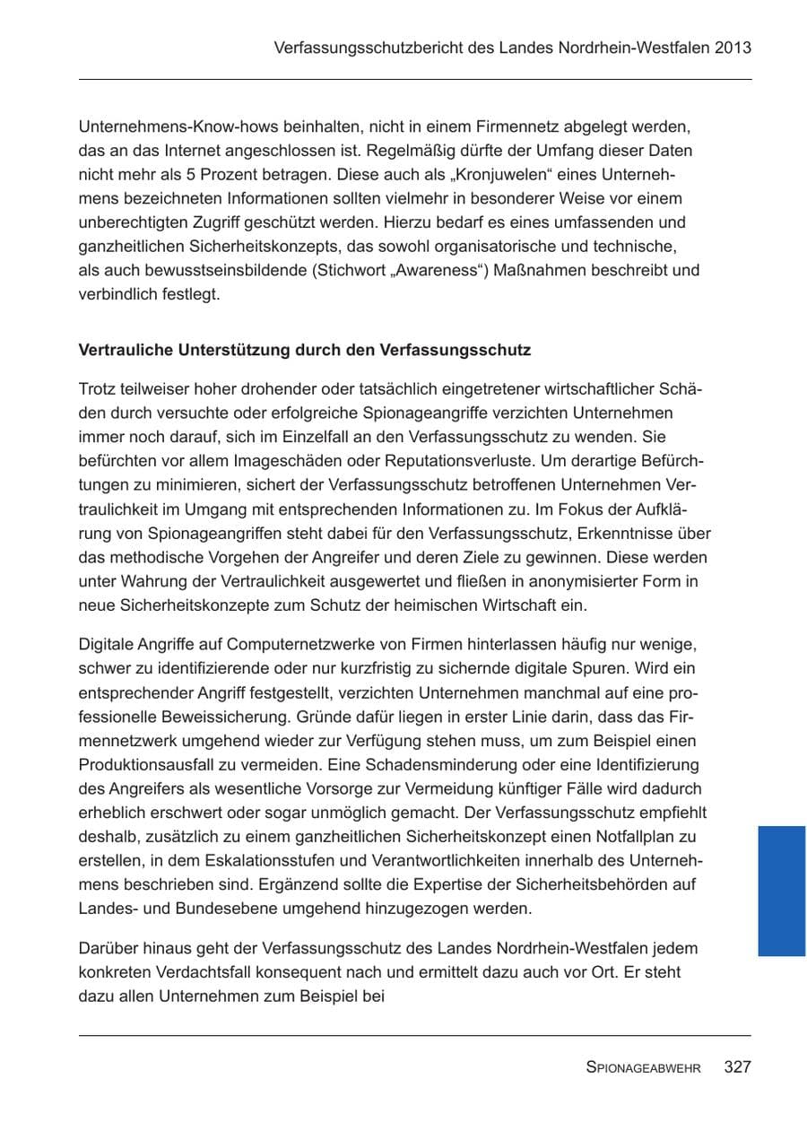 Seite 329 des Verfassungsschutzbericht 2013 Nordrhein-Westfalen