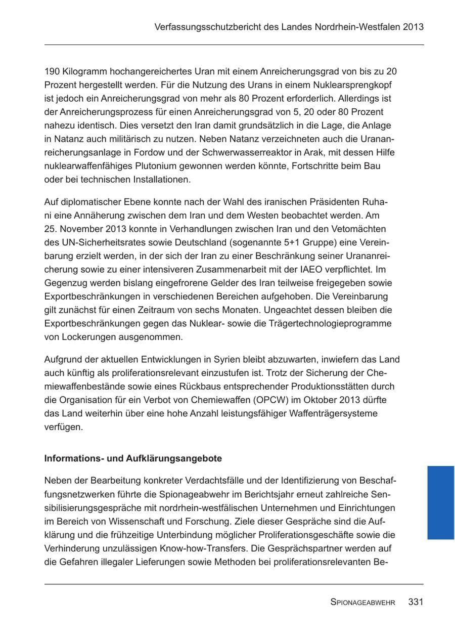 Seite 333 des Verfassungsschutzbericht 2013 Nordrhein-Westfalen