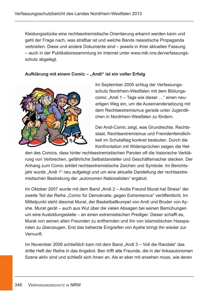 Seite 348 des Verfassungsschutzbericht 2013 Nordrhein-Westfalen