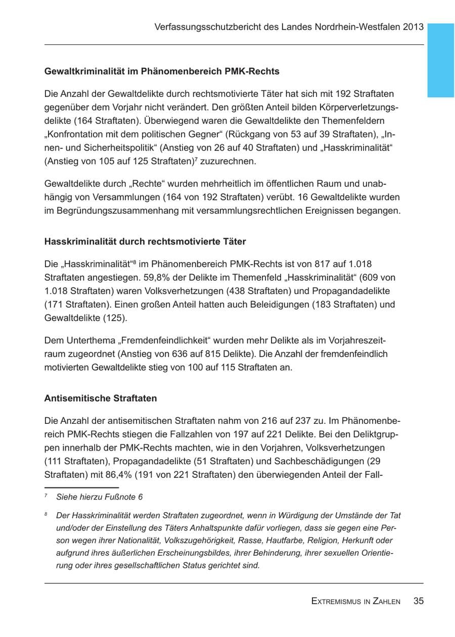 Seite 37 des Verfassungsschutzbericht 2013 Nordrhein-Westfalen