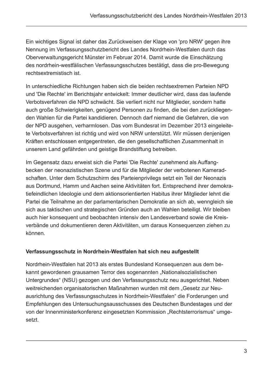 Seite 5 des Verfassungsschutzbericht 2013 Nordrhein-Westfalen