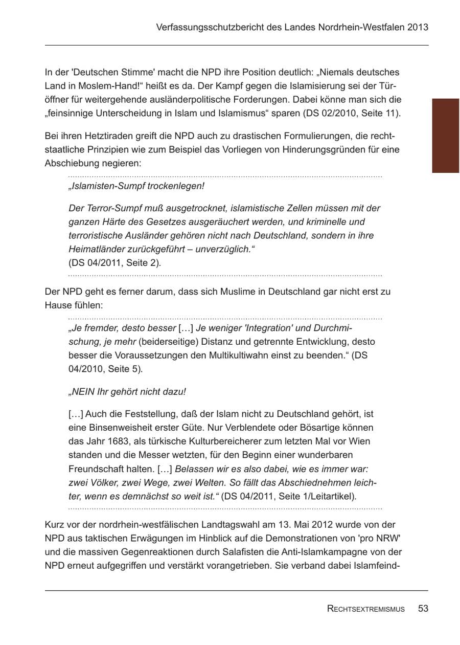Seite 55 des Verfassungsschutzbericht 2013 Nordrhein-Westfalen