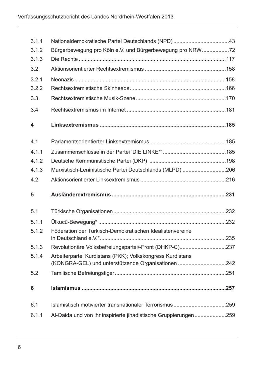 Seite 8 des Verfassungsschutzbericht 2013 Nordrhein-Westfalen