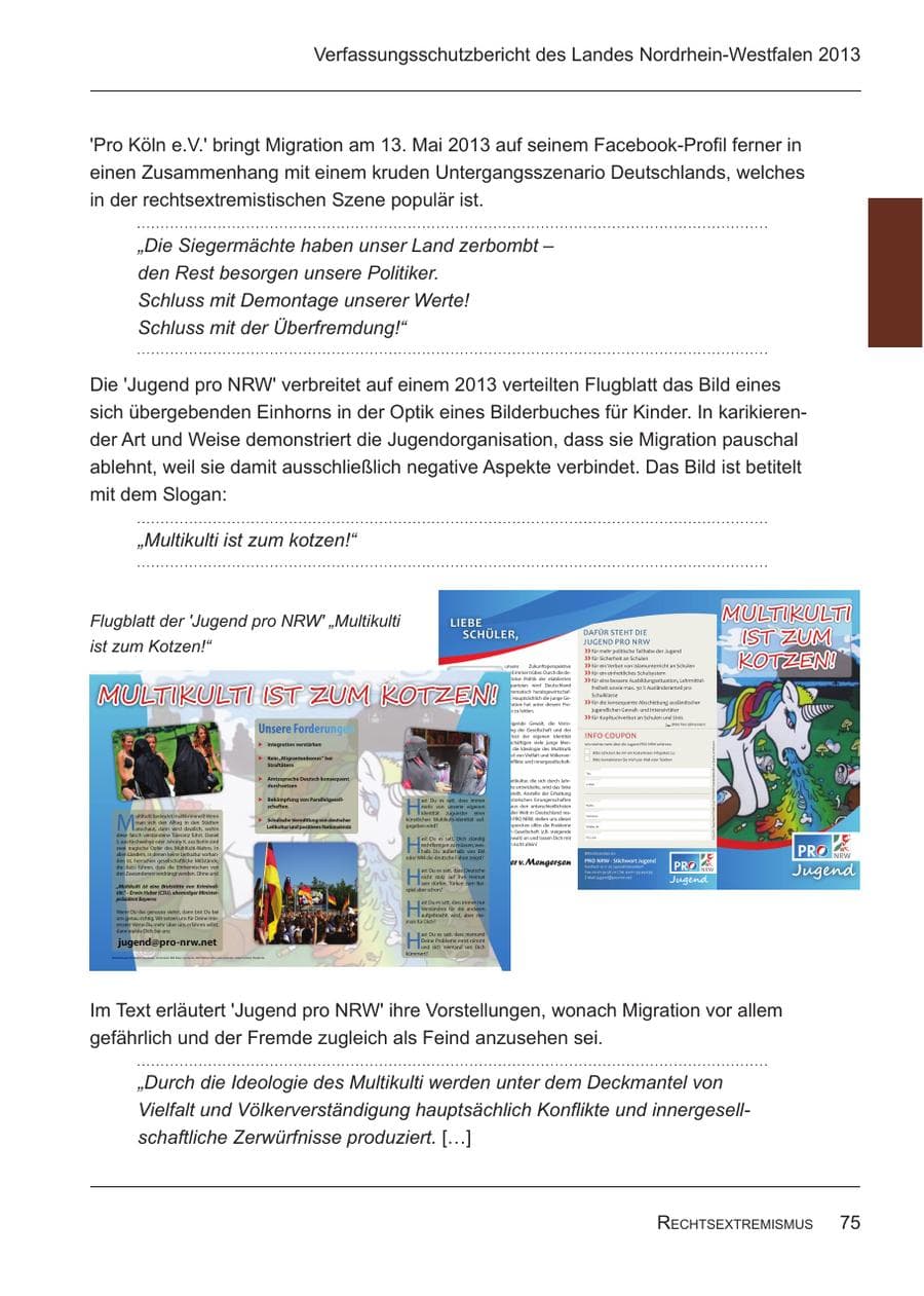 Seite 77 des Verfassungsschutzbericht 2013 Nordrhein-Westfalen