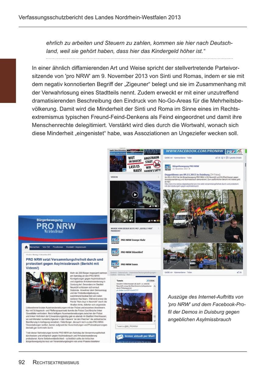 Seite 94 des Verfassungsschutzbericht 2013 Nordrhein-Westfalen