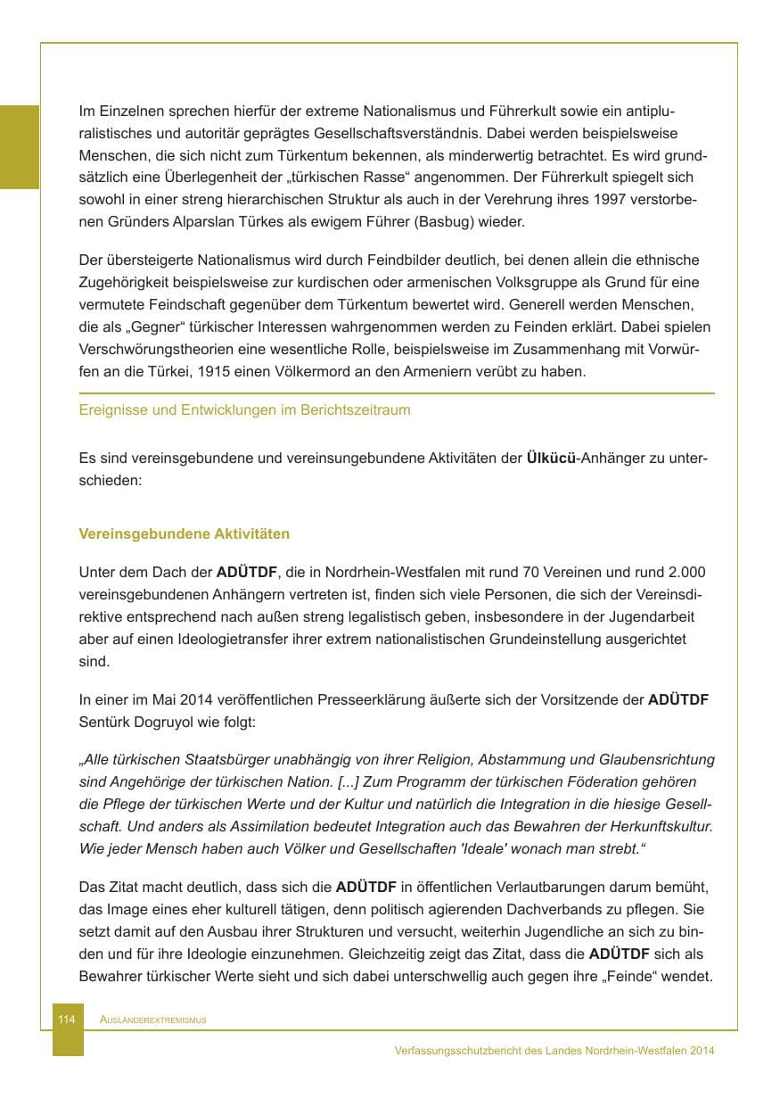 Seite 115 des Verfassungsschutzbericht 2014 Nordrhein-Westfalen