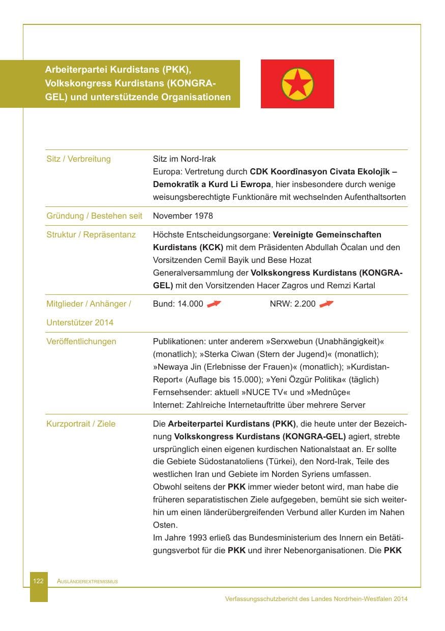 Seite 123 des Verfassungsschutzbericht 2014 Nordrhein-Westfalen