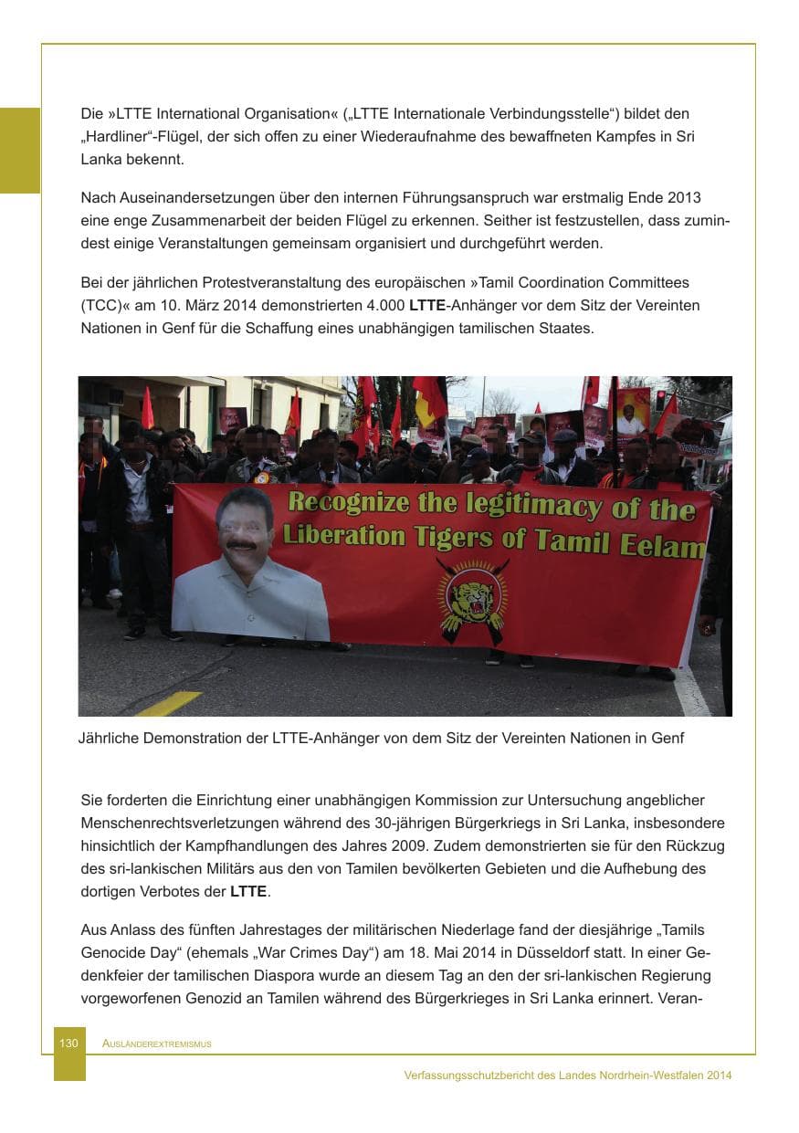 Seite 131 des Verfassungsschutzbericht 2014 Nordrhein-Westfalen
