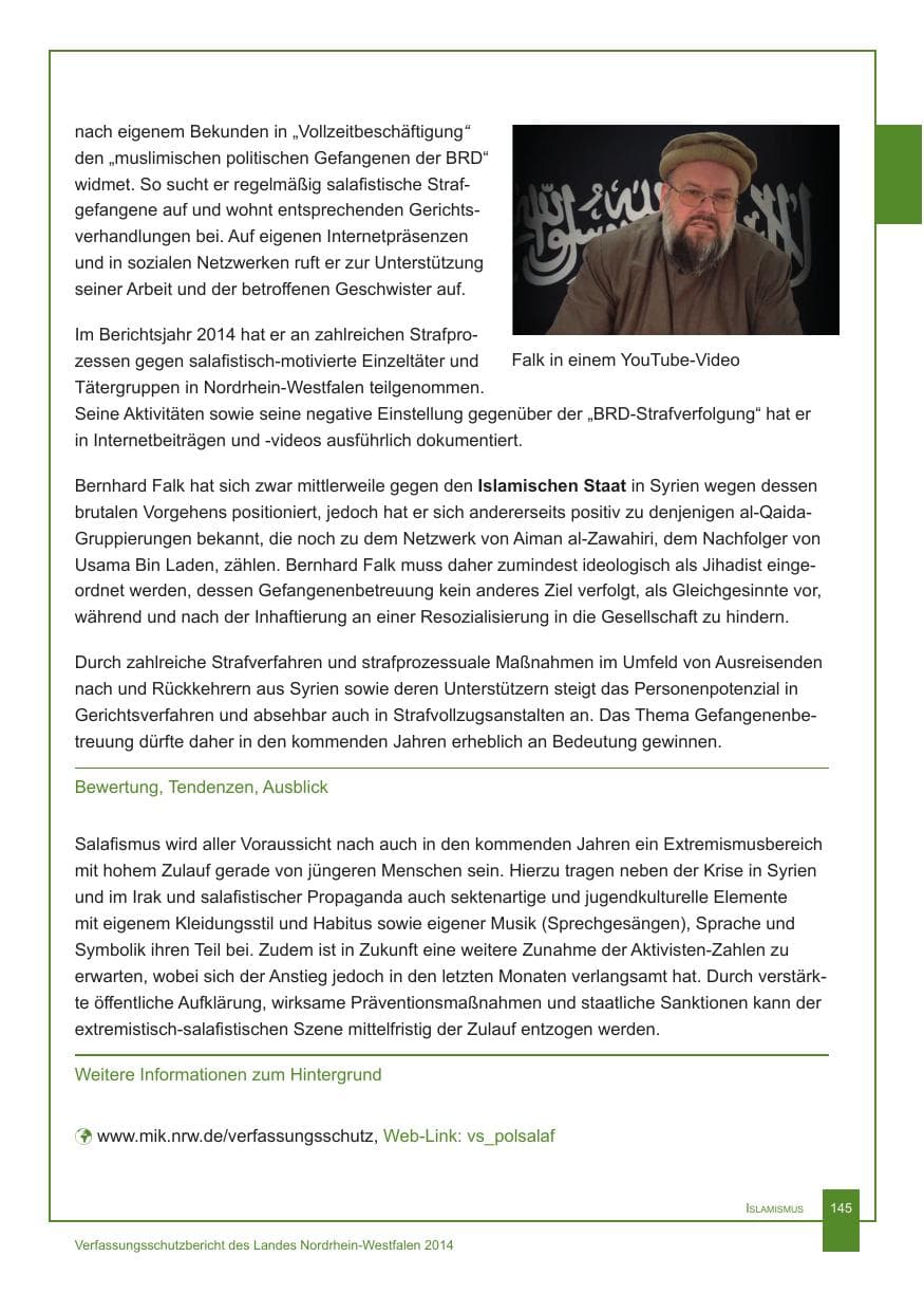 Seite 146 des Verfassungsschutzbericht 2014 Nordrhein-Westfalen
