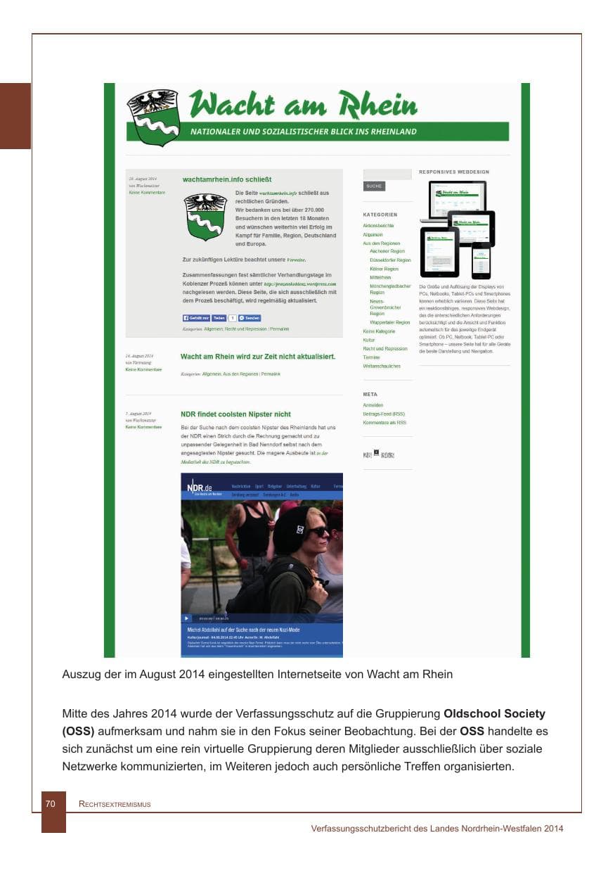 Seite 71 des Verfassungsschutzbericht 2014 Nordrhein-Westfalen