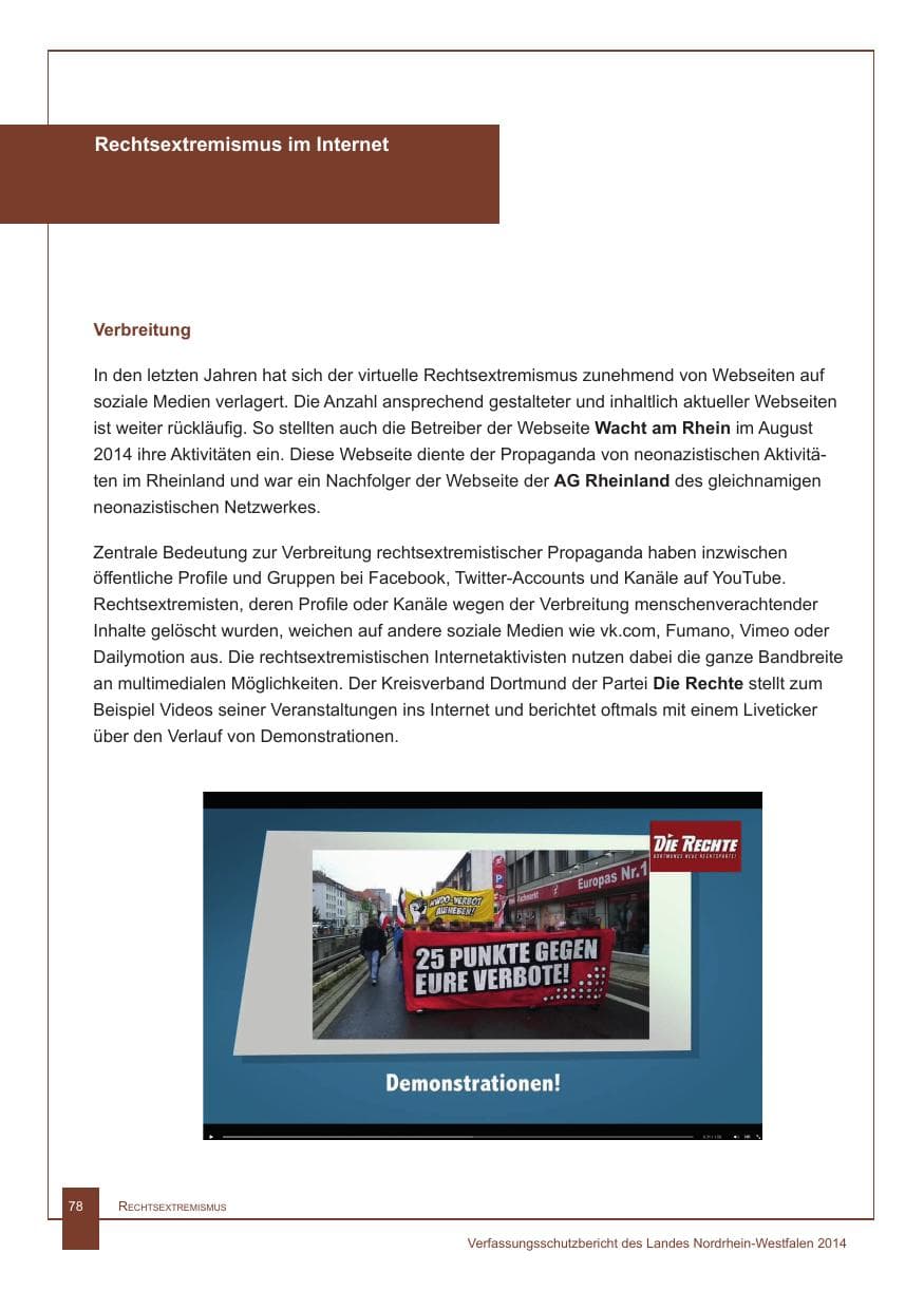 Seite 79 des Verfassungsschutzbericht 2014 Nordrhein-Westfalen