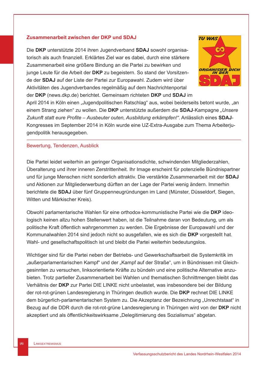 Seite 97 des Verfassungsschutzbericht 2014 Nordrhein-Westfalen