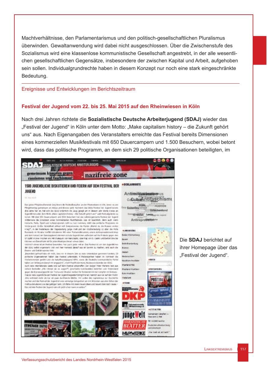 Seite 118 des Verfassungsschutzbericht 2015 Nordrhein-Westfalen