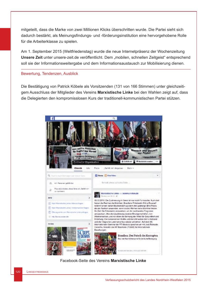 Seite 121 des Verfassungsschutzbericht 2015 Nordrhein-Westfalen