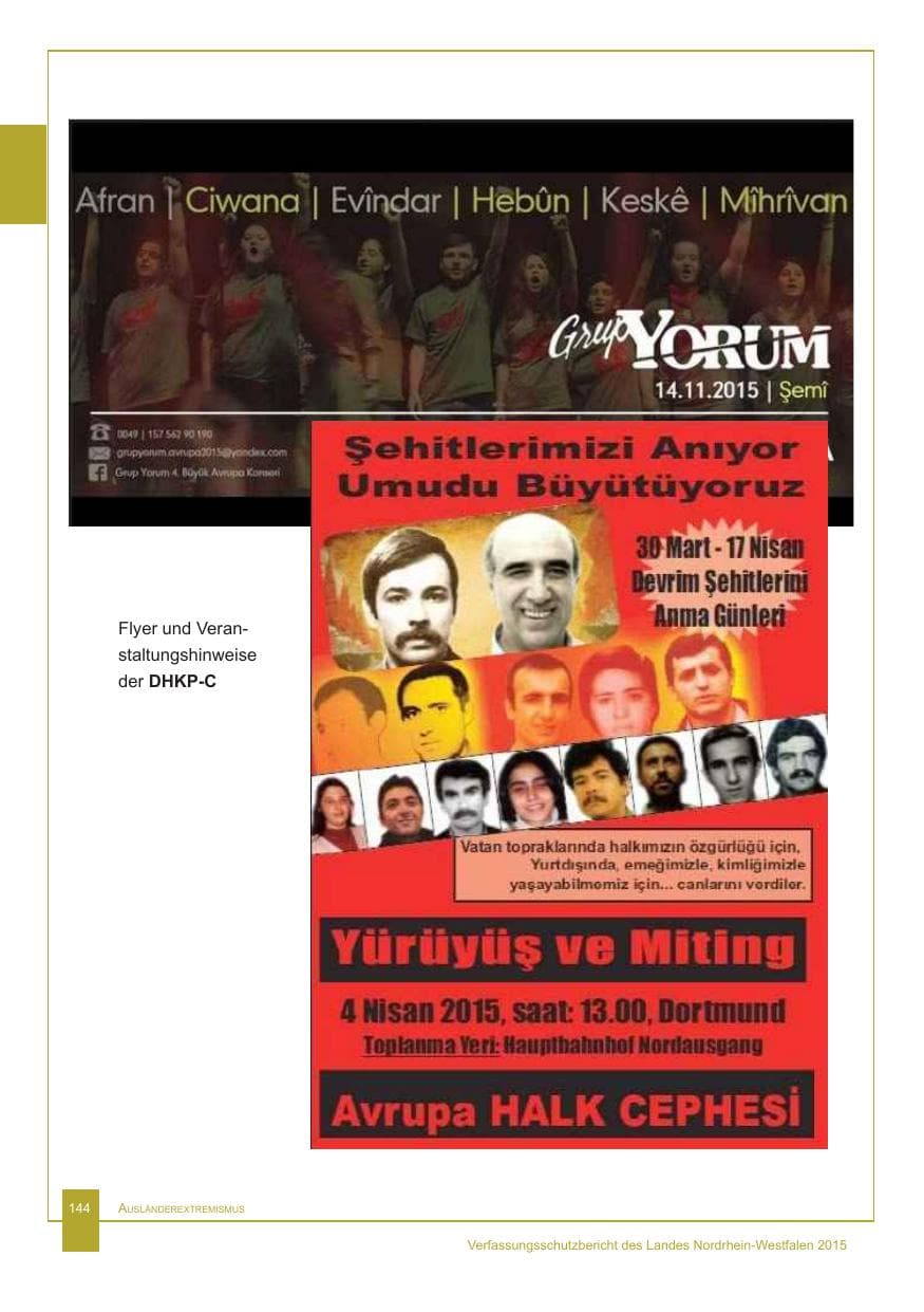 Seite 145 des Verfassungsschutzbericht 2015 Nordrhein-Westfalen