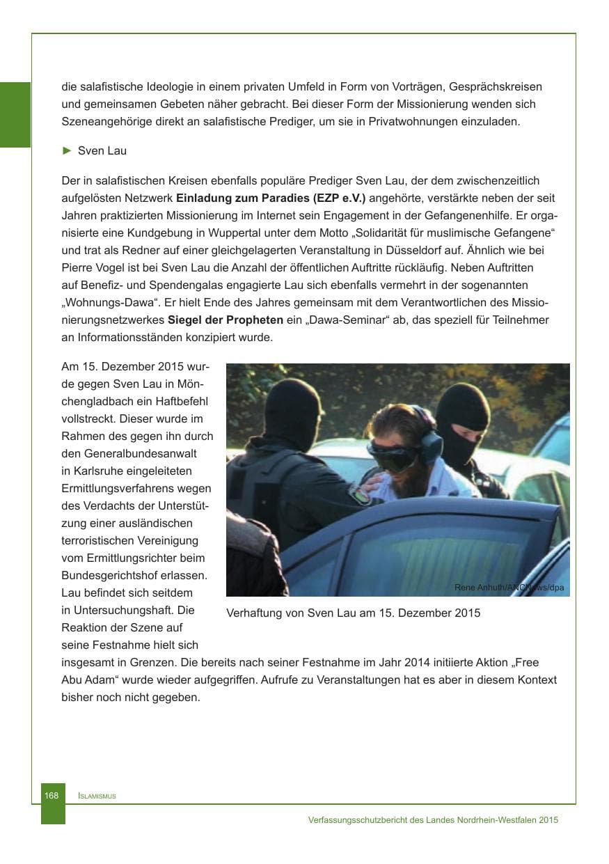 Seite 169 des Verfassungsschutzbericht 2015 Nordrhein-Westfalen