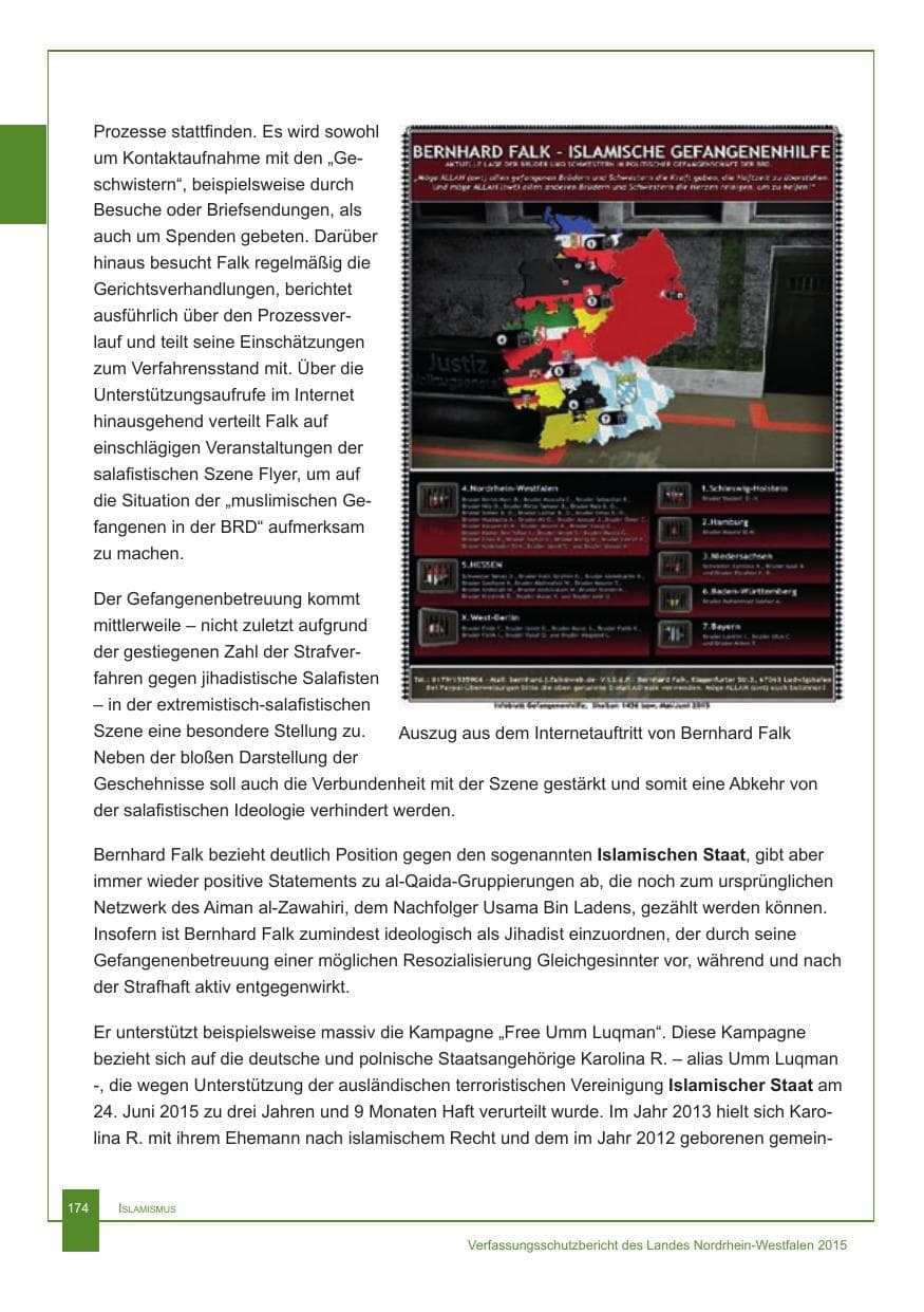 Seite 175 des Verfassungsschutzbericht 2015 Nordrhein-Westfalen