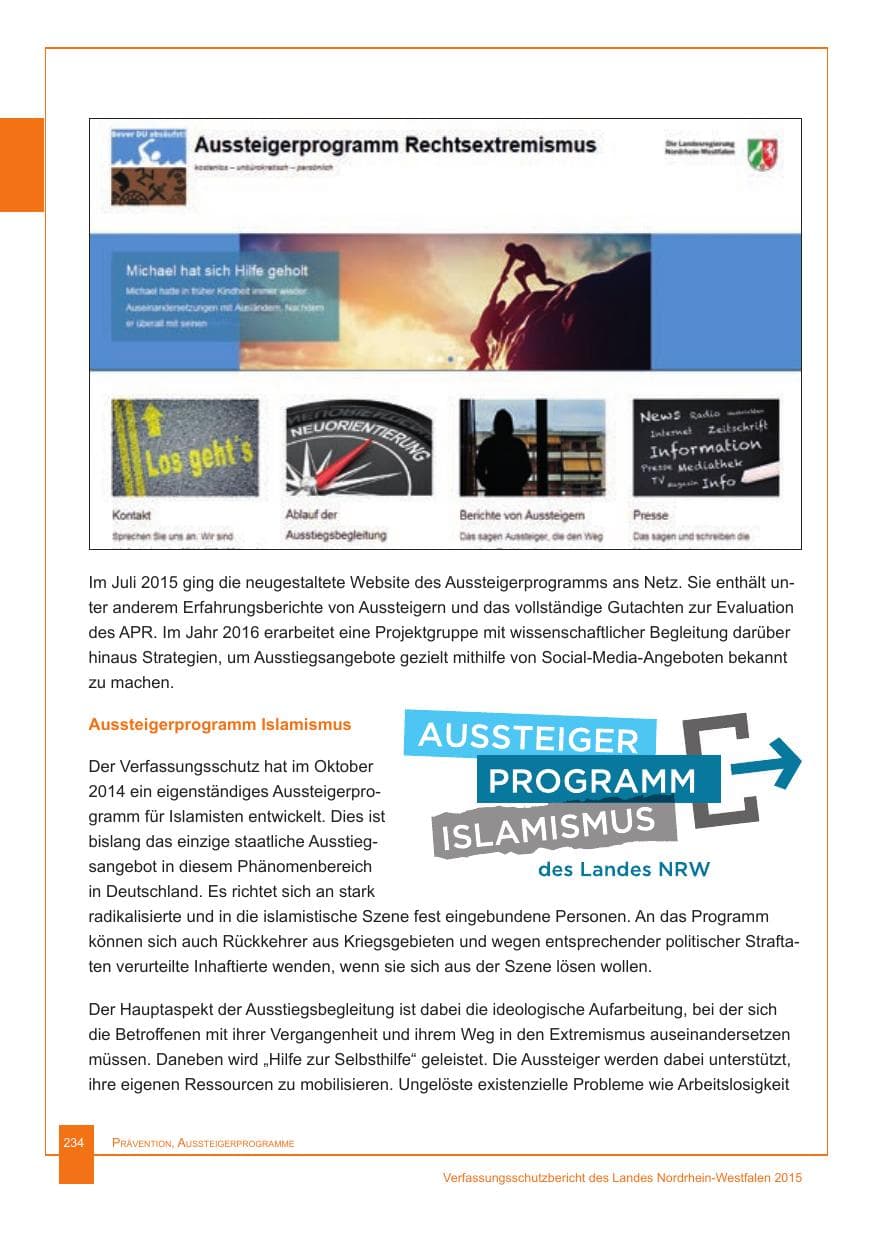 Seite 235 des Verfassungsschutzbericht 2015 Nordrhein-Westfalen