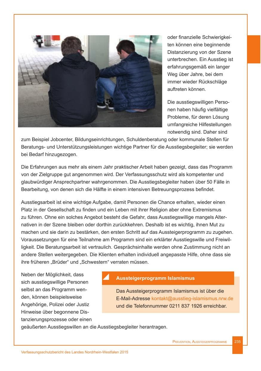 Seite 236 des Verfassungsschutzbericht 2015 Nordrhein-Westfalen