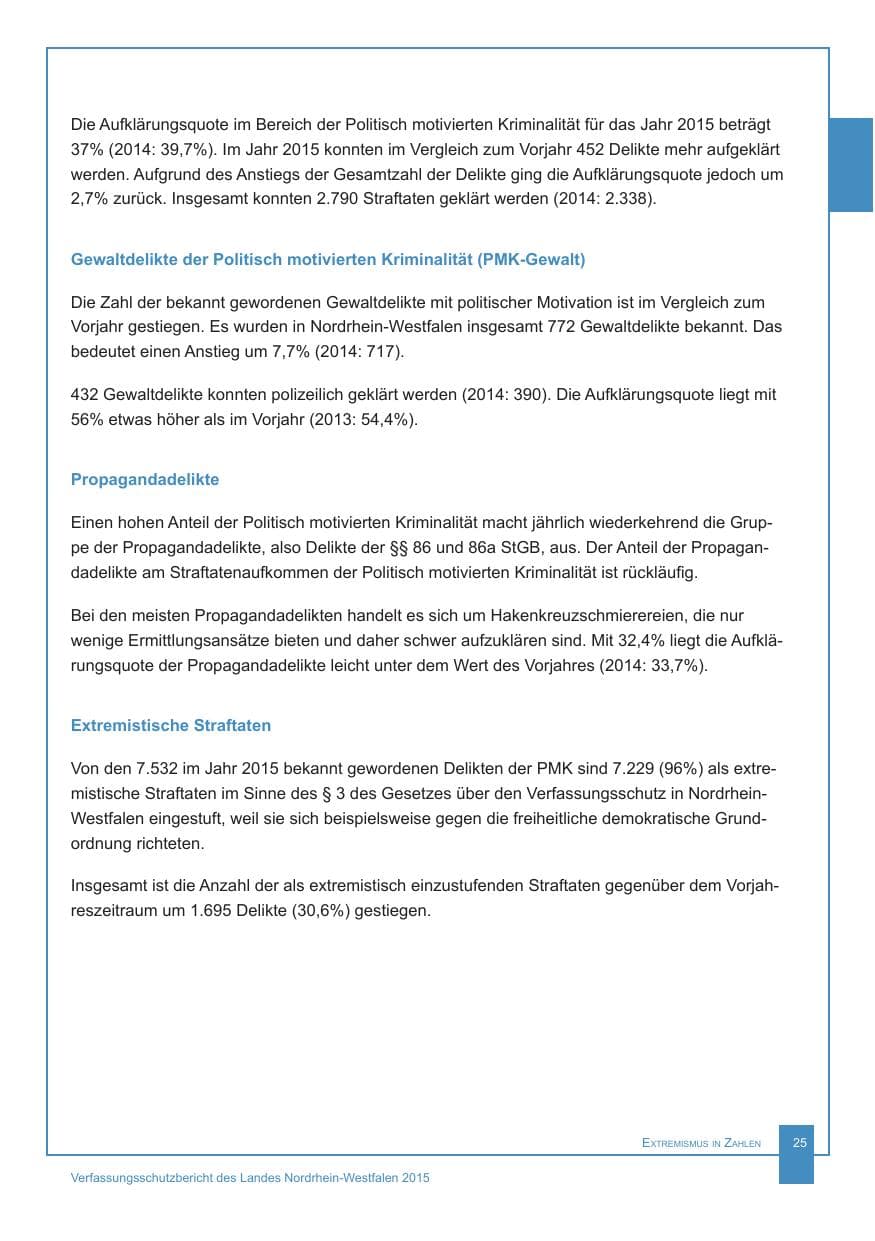 Seite 26 des Verfassungsschutzbericht 2015 Nordrhein-Westfalen