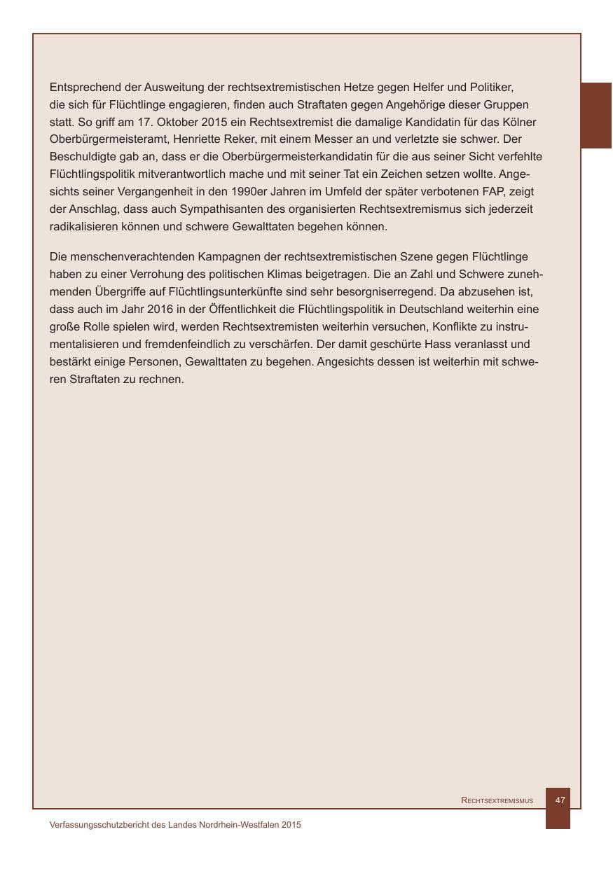 Seite 48 des Verfassungsschutzbericht 2015 Nordrhein-Westfalen