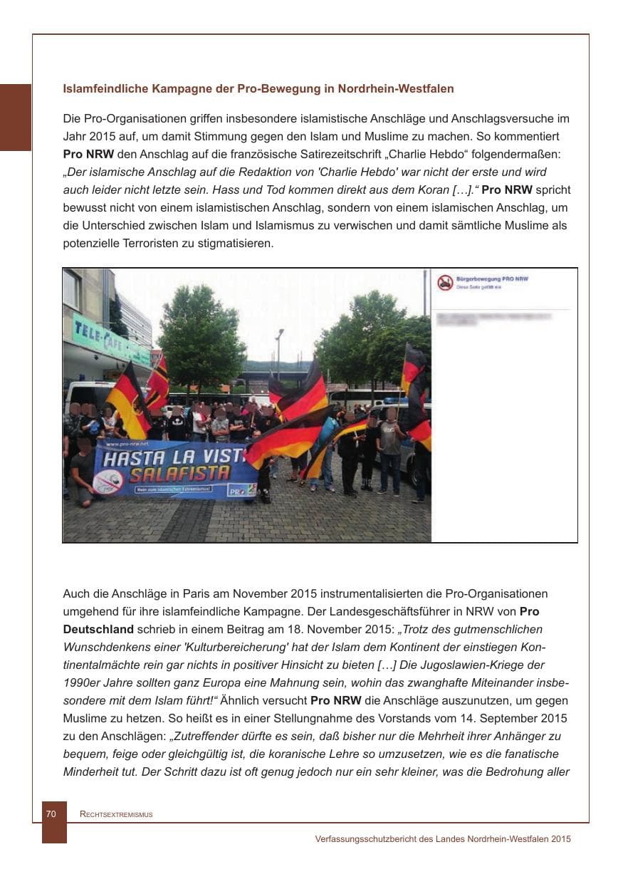 Seite 71 des Verfassungsschutzbericht 2015 Nordrhein-Westfalen