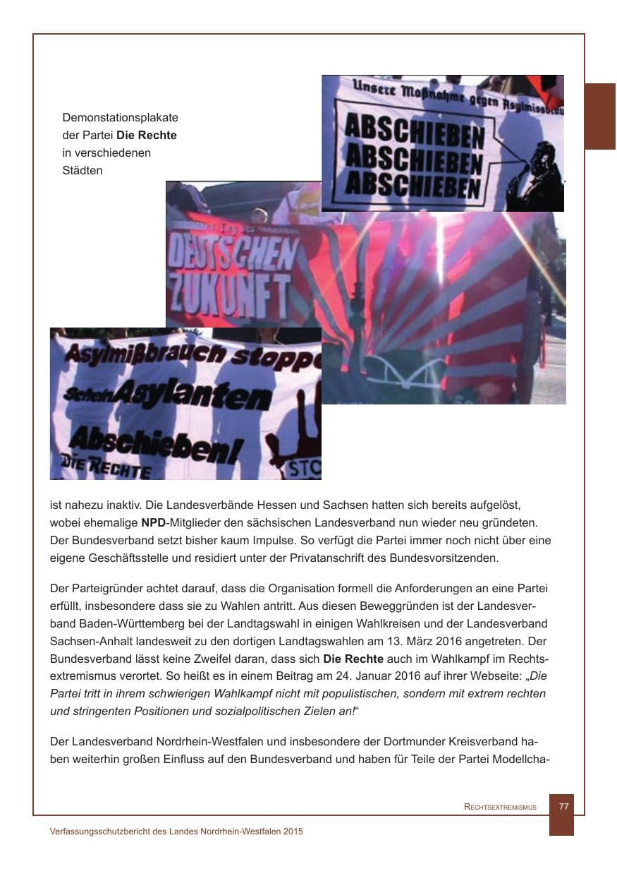 Seite 78 des Verfassungsschutzbericht 2015 Nordrhein-Westfalen