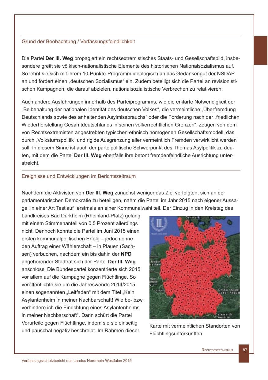 Seite 88 des Verfassungsschutzbericht 2015 Nordrhein-Westfalen
