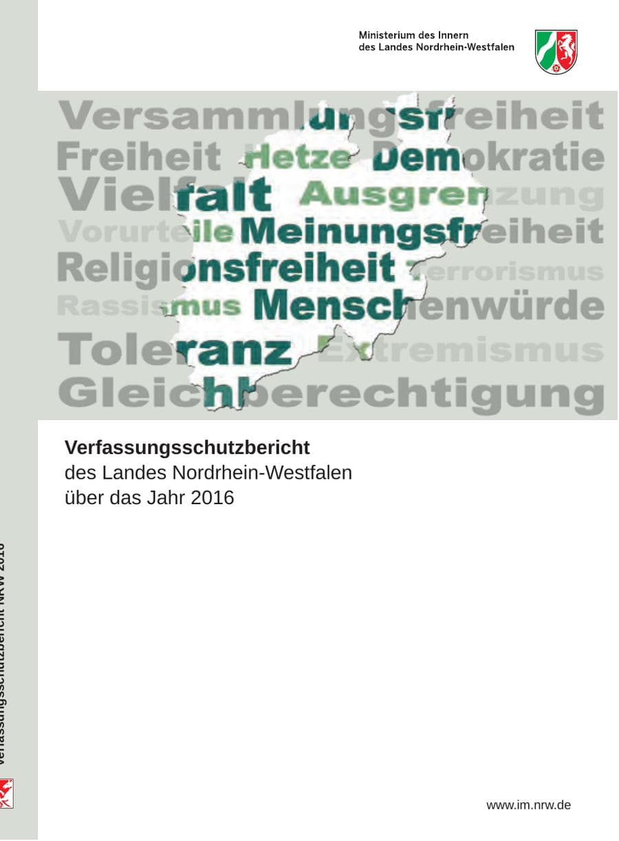 Seite 1 des Verfassungsschutzbericht 2016 Nordrhein-Westfalen