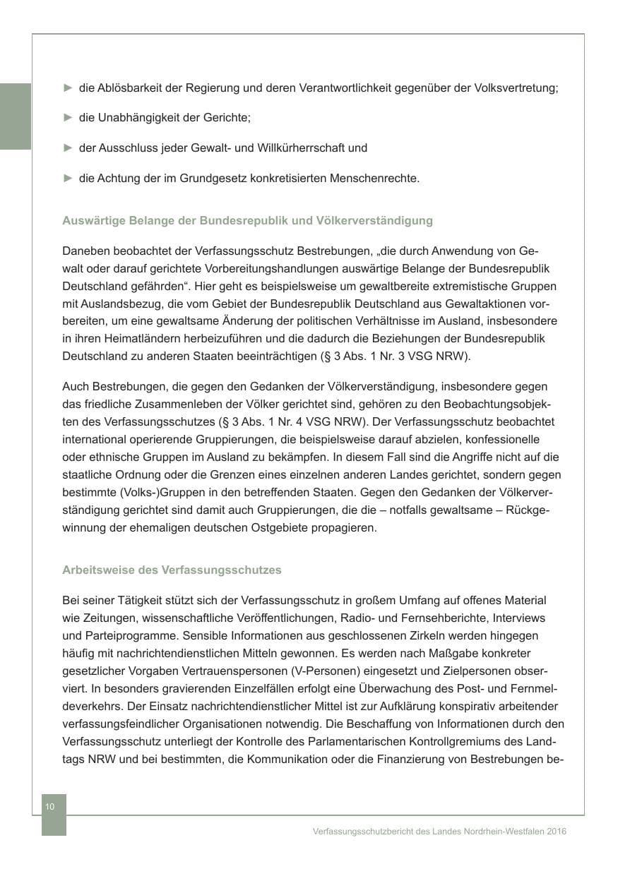 Seite 11 des Verfassungsschutzbericht 2016 Nordrhein-Westfalen