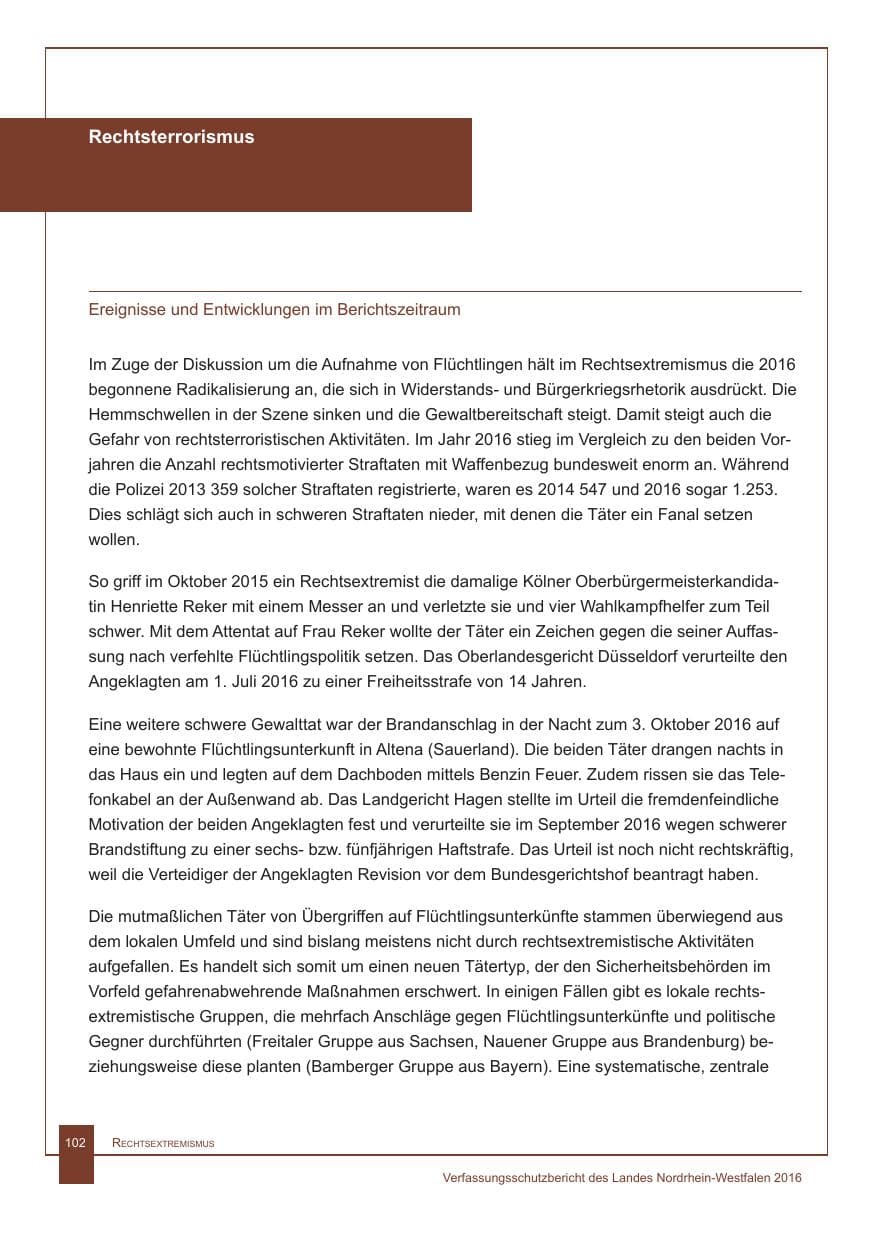 Seite 103 des Verfassungsschutzbericht 2016 Nordrhein-Westfalen
