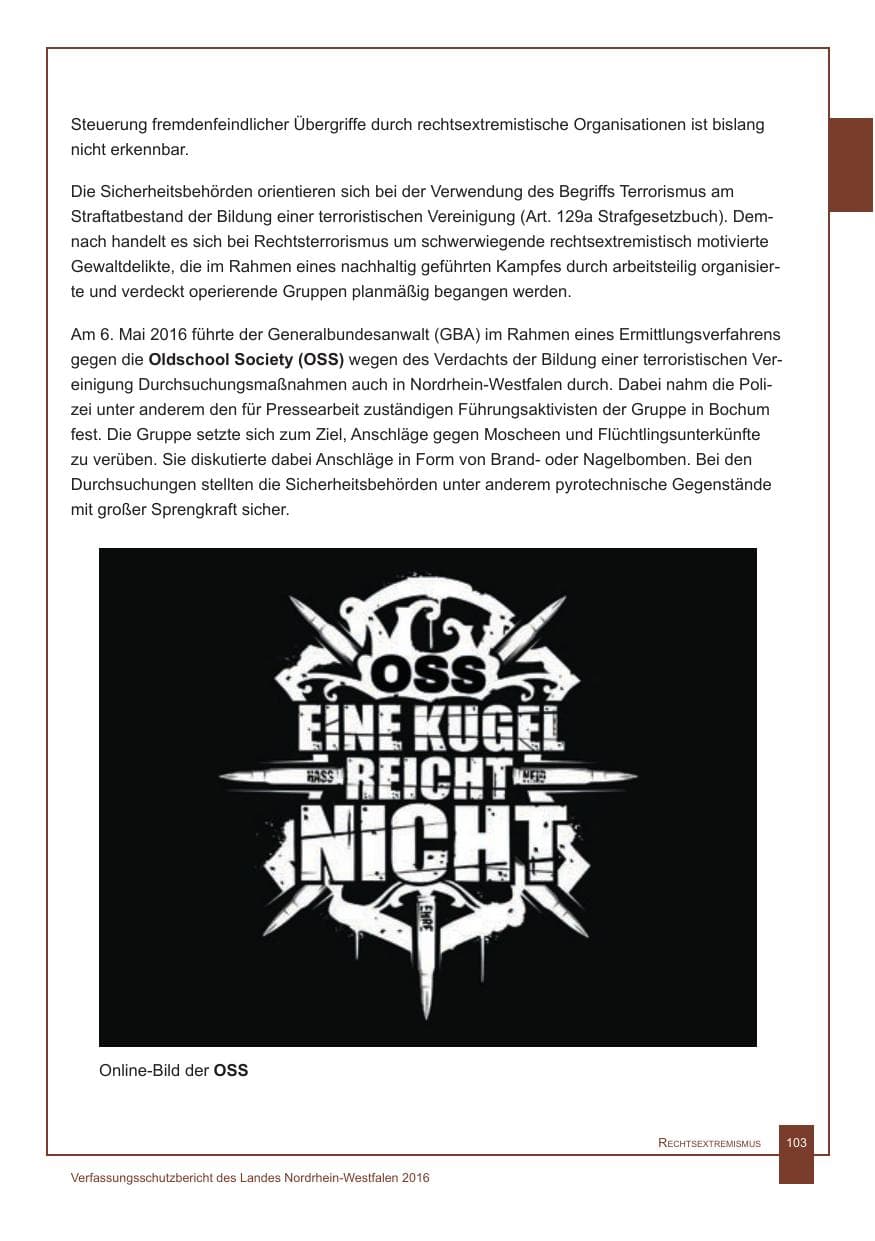 Seite 104 des Verfassungsschutzbericht 2016 Nordrhein-Westfalen