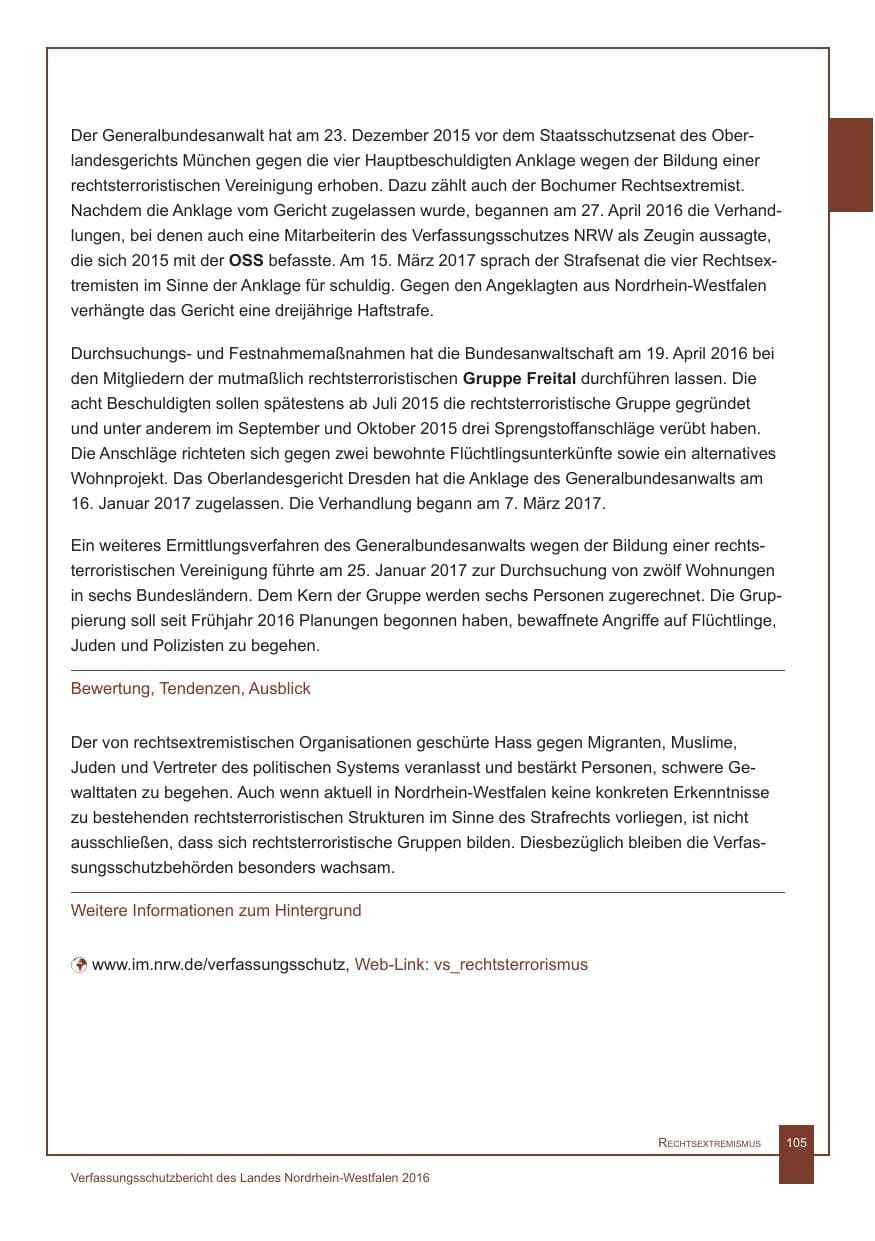 Seite 106 des Verfassungsschutzbericht 2016 Nordrhein-Westfalen