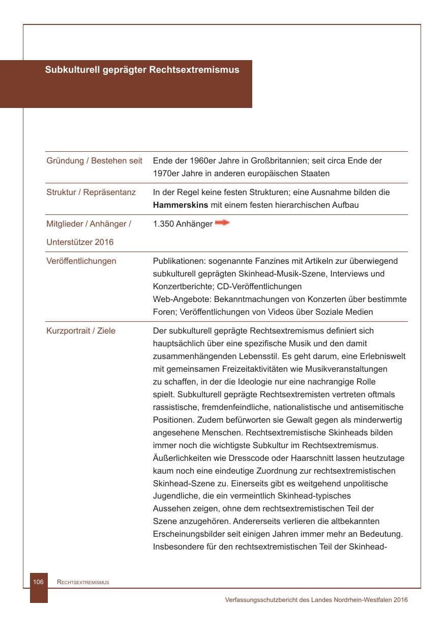Seite 107 des Verfassungsschutzbericht 2016 Nordrhein-Westfalen
